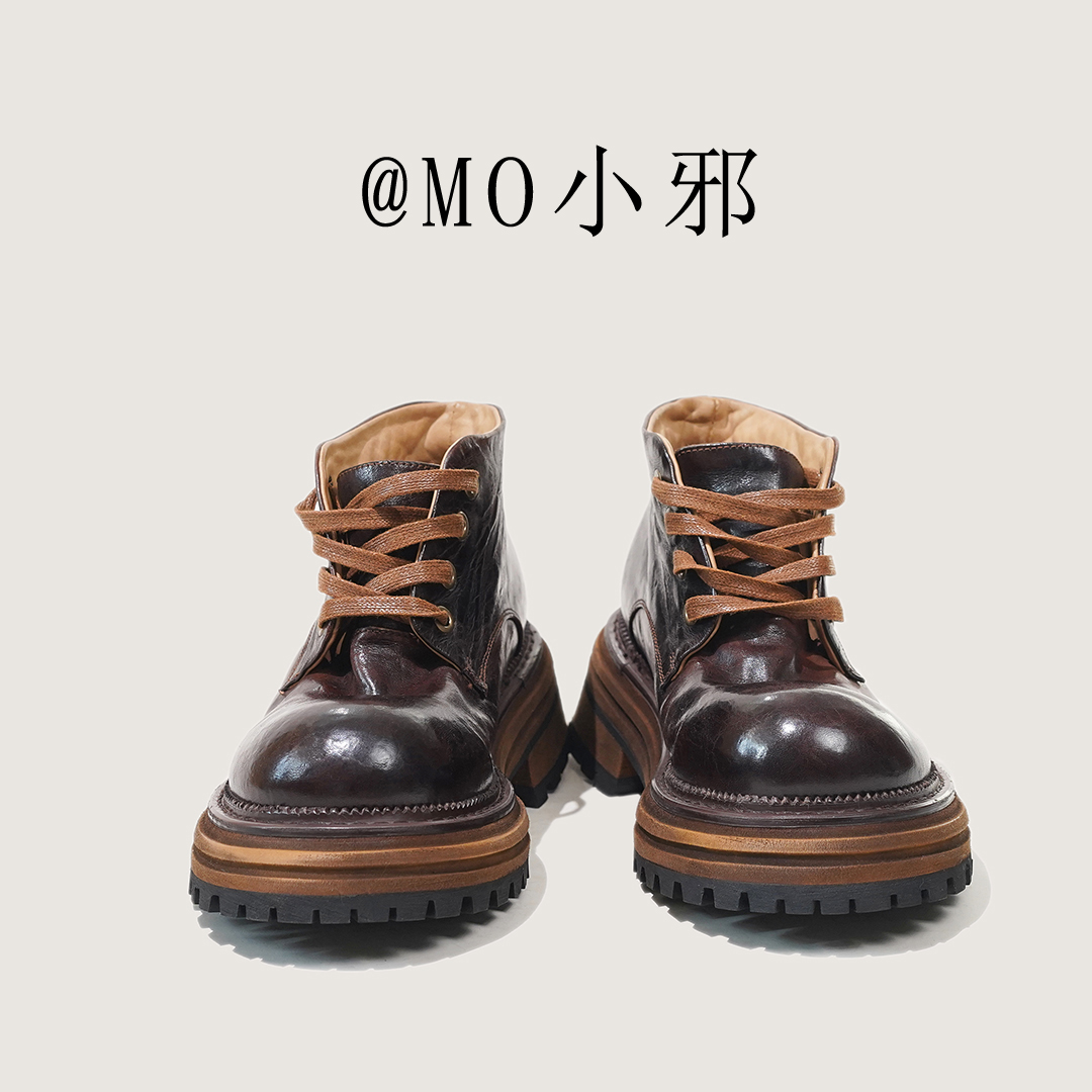 MO小邪' 手工高端马臀皮短靴男女同款欧美风户外休闲马丁靴经典