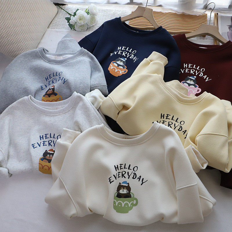 2026秋冬新款韩版圆领卡通字母印花宽松加绒加厚卫衣女,女装/女士精品,卫衣/绒衫,淘宝优惠券,粉丝福利购,淘宝优惠卷