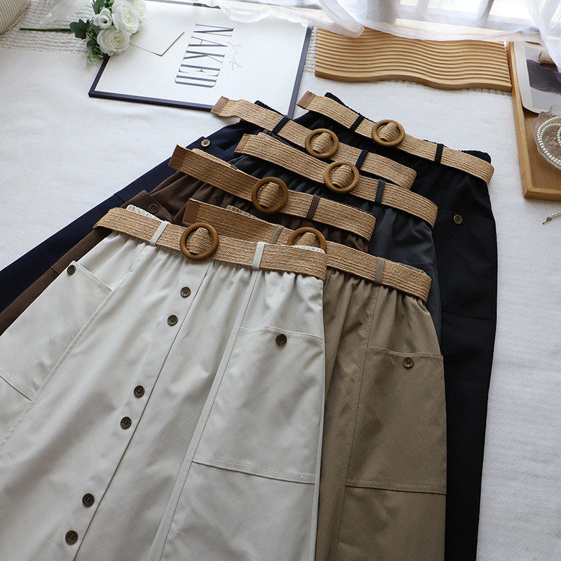 2026秋季新韩版松紧高腰半身裙女休闲腰带显瘦a字长裙,女装/女士精品,半身裙,淘宝优惠券,粉丝福利购,淘宝优惠卷