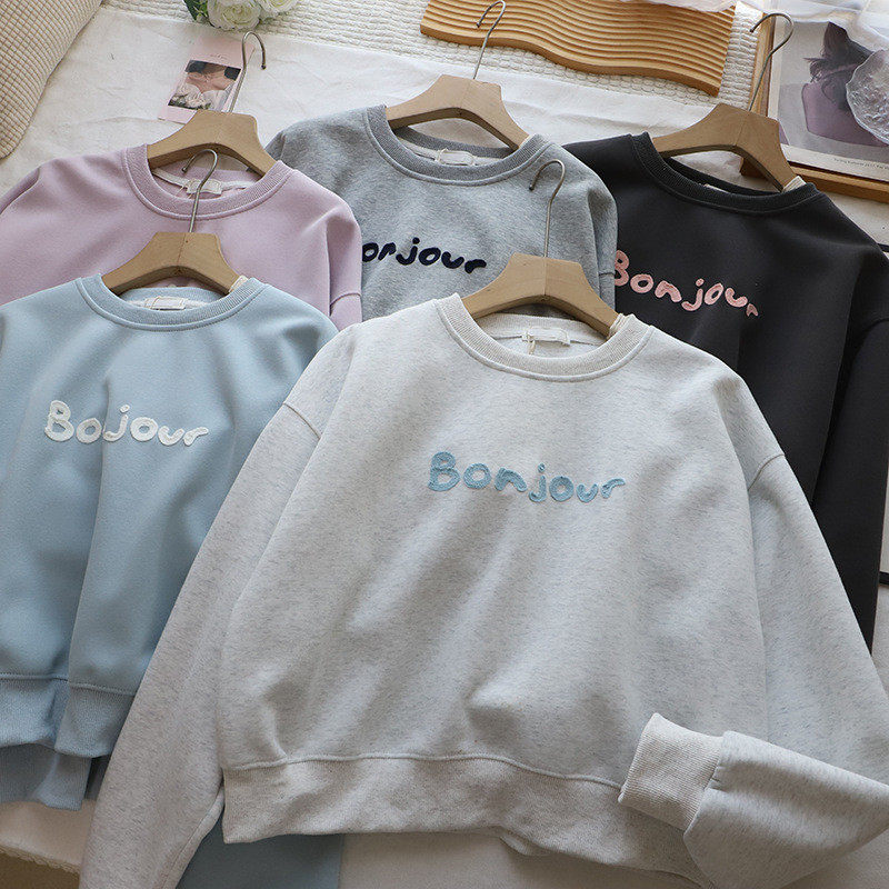 2026秋冬新款韩版字母刺绣宽松显瘦休闲百搭套头卫衣女,女装/女士精品,卫衣/绒衫,淘宝优惠券,粉丝福利购,淘宝优惠卷