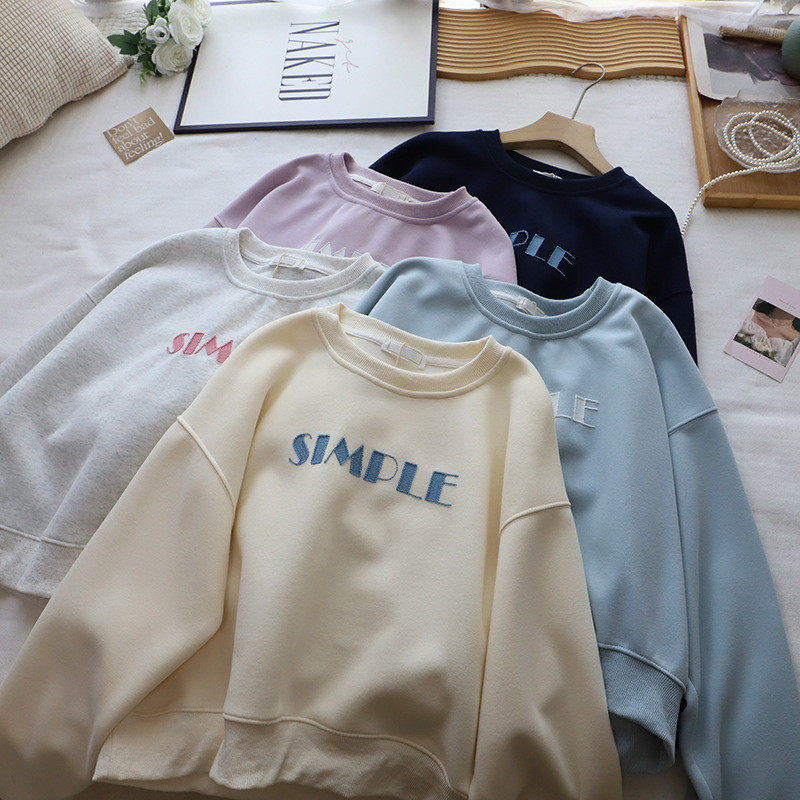 2026秋冬新款韩版圆领字母宽松显瘦休闲百搭短款卫衣女,女装/女士精品,卫衣/绒衫,淘宝优惠券,粉丝福利购,淘宝优惠卷