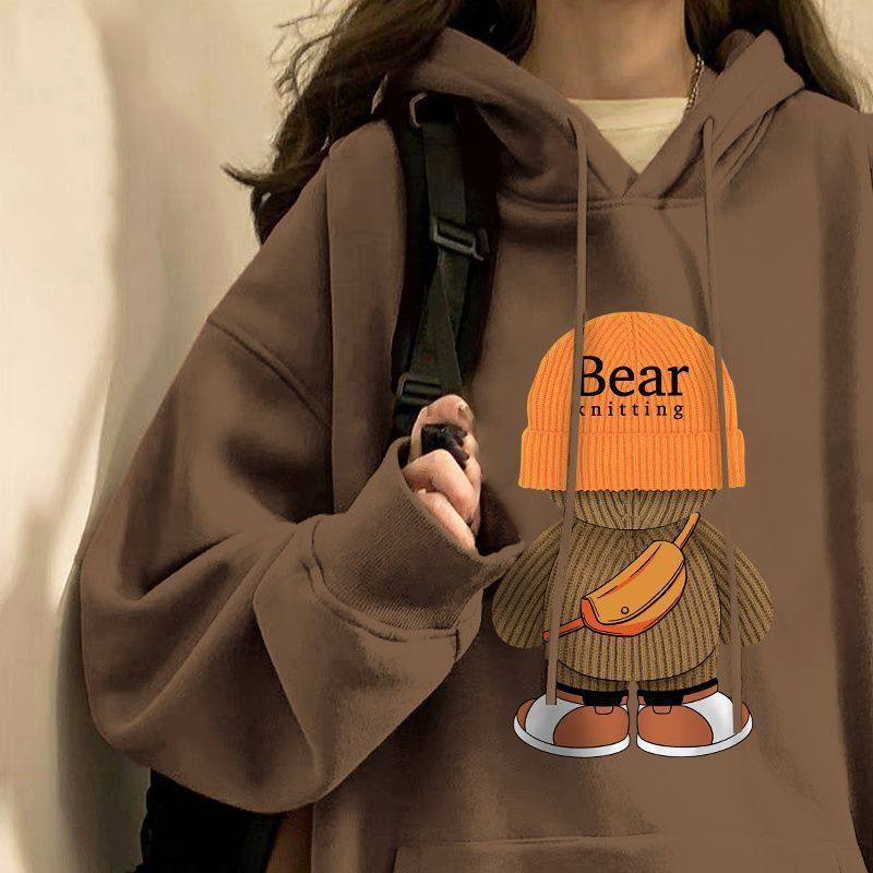 银狐绒卫衣女秋冬2026新款加绒加厚连帽美拉德外套学生设计感上衣