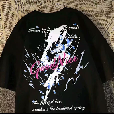 新款高街100%纯棉短袖T恤夏季宽松ins男女百搭情侣休闲T恤学生潮