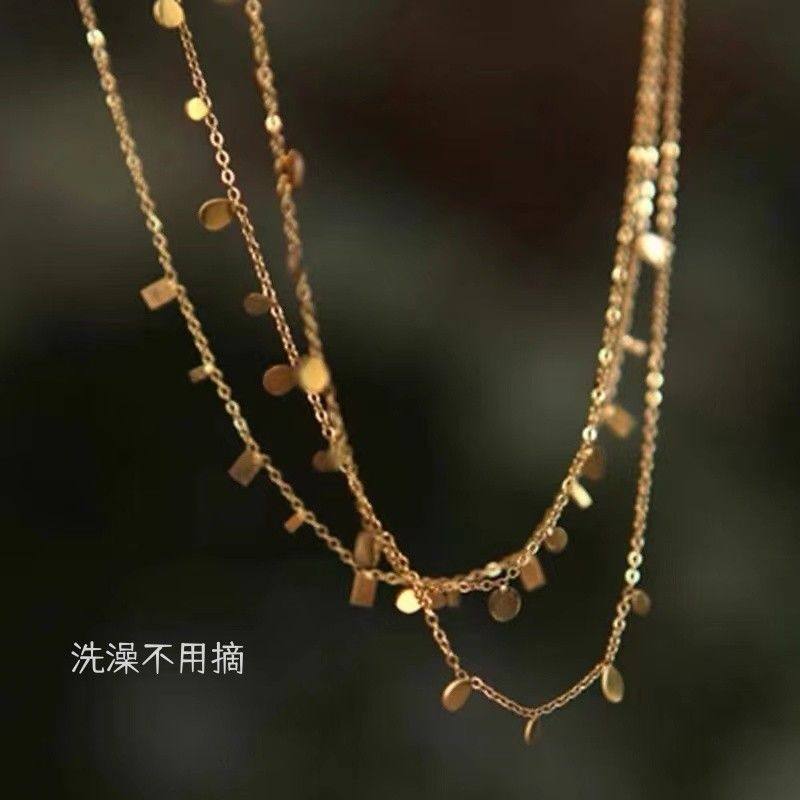 【钛钢不掉色】在锁骨上闪闪发光的碎片水滴圆片星光点点闺蜜项链