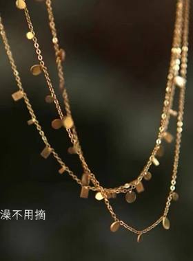 【钛钢不掉色】在锁骨上闪闪发光的碎片水滴圆片星光点点闺蜜项链