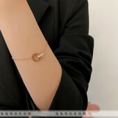 钛钢双环相扣圆环锆石罗马数字双圈闺蜜手链女款 不褪色不过敏
