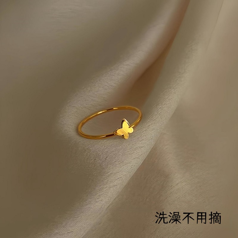 钛钢气质双层蝴蝶迷你同款女戒指
