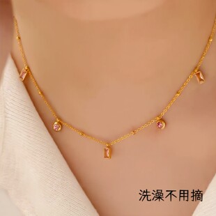 【钛钢不掉色】檀健次同款粉钻锆石方圆钻手链流苏满天星闺蜜项链
