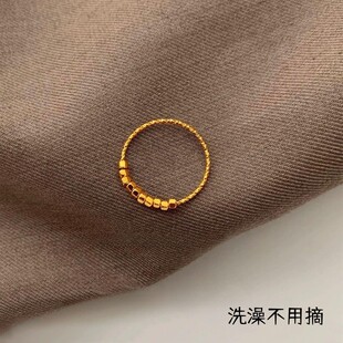 【钛钢不掉色】十全十美小方糖蹦迪珠碎金子方块爆闪情侣闺蜜戒指