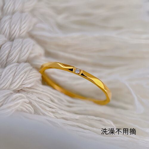 女钛钢高级小众切面菱形戒指情侣