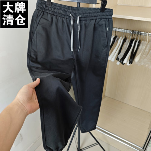 H家 商场撤柜剪标 秋季男士系带高腰宽松运动裤卫裤 束脚九分裤