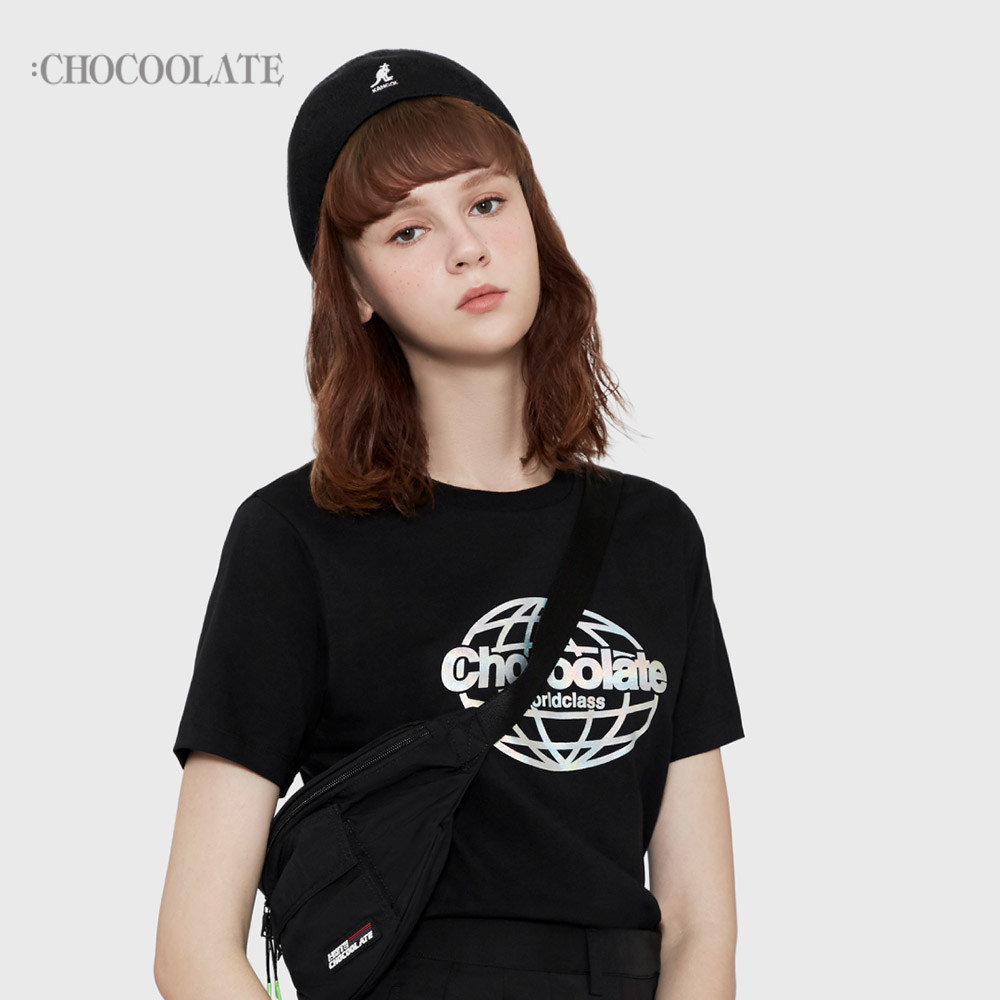 chocoolate女装短袖t恤2023夏新品简约百搭运动休闲logo印花1597