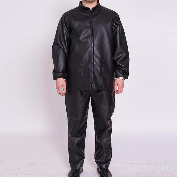 高档防尘套P服U皮裤男女士屠皮衣罩衣防油防水工作装洗车宰薄款防