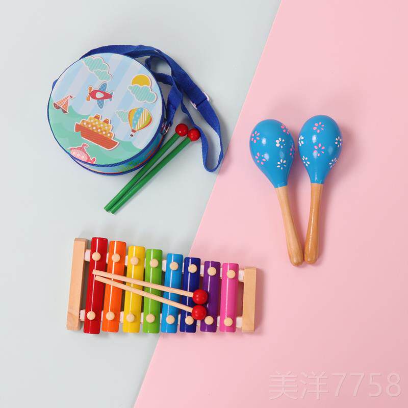 高档器敲奥尔夫打击乐幼器儿园早教儿童乐沙锤玩具手鼓打鼓三角铁
