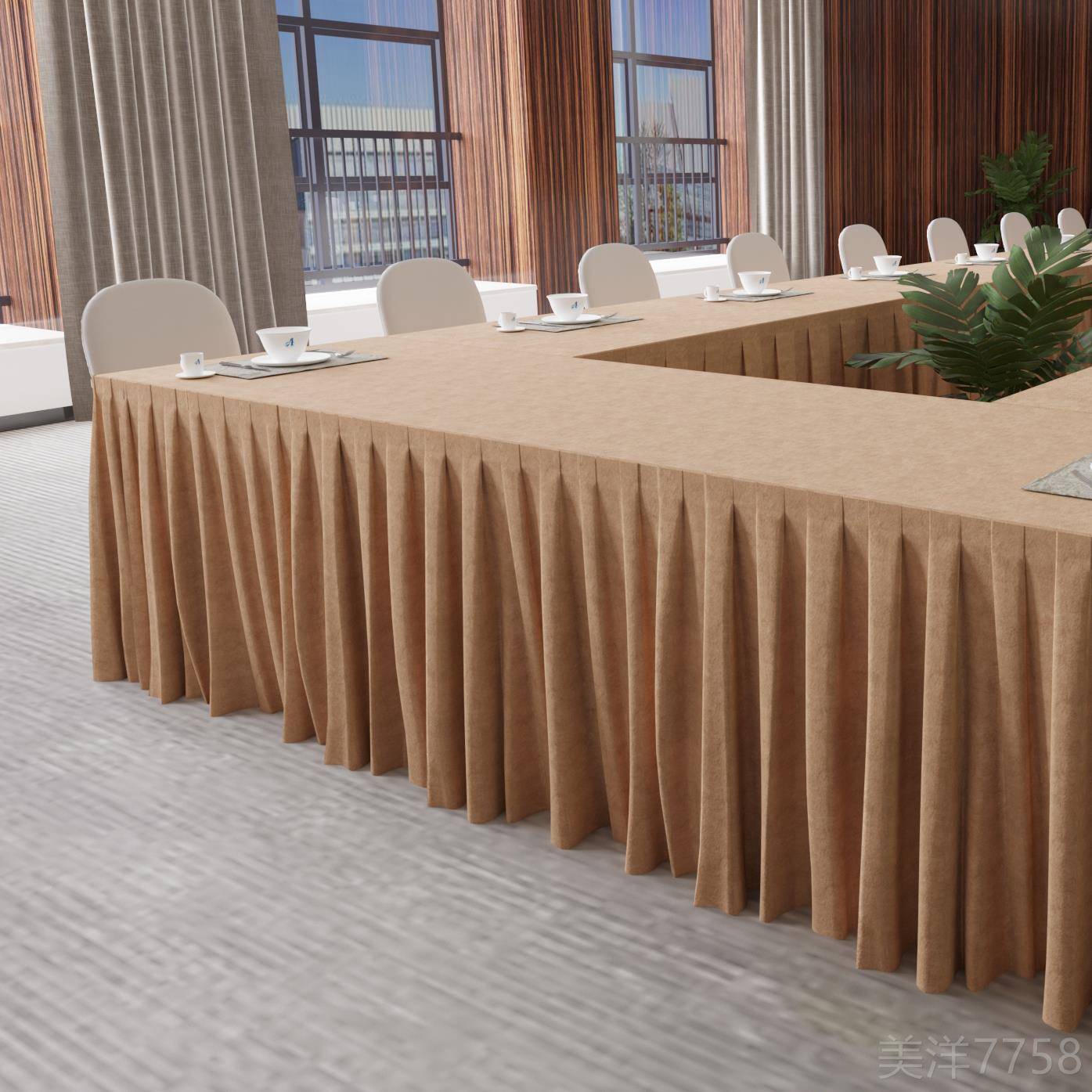 高档会议室桌布端矩形酒店活布动定制办公室桌圆桌高丝绒可达豪华