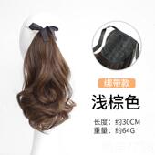 高档马假抓夹尾卷发短马尾女自然绑仿真发发带式 高马尾微卷可扎低