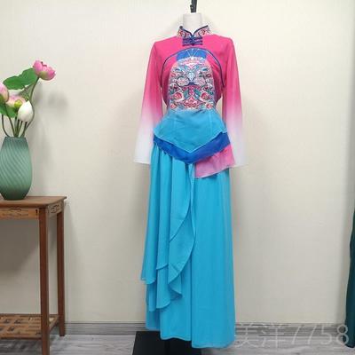 高档绥德榆全林新款陕北国舞秧歌展演跳舞服装女扇子花表演服演出