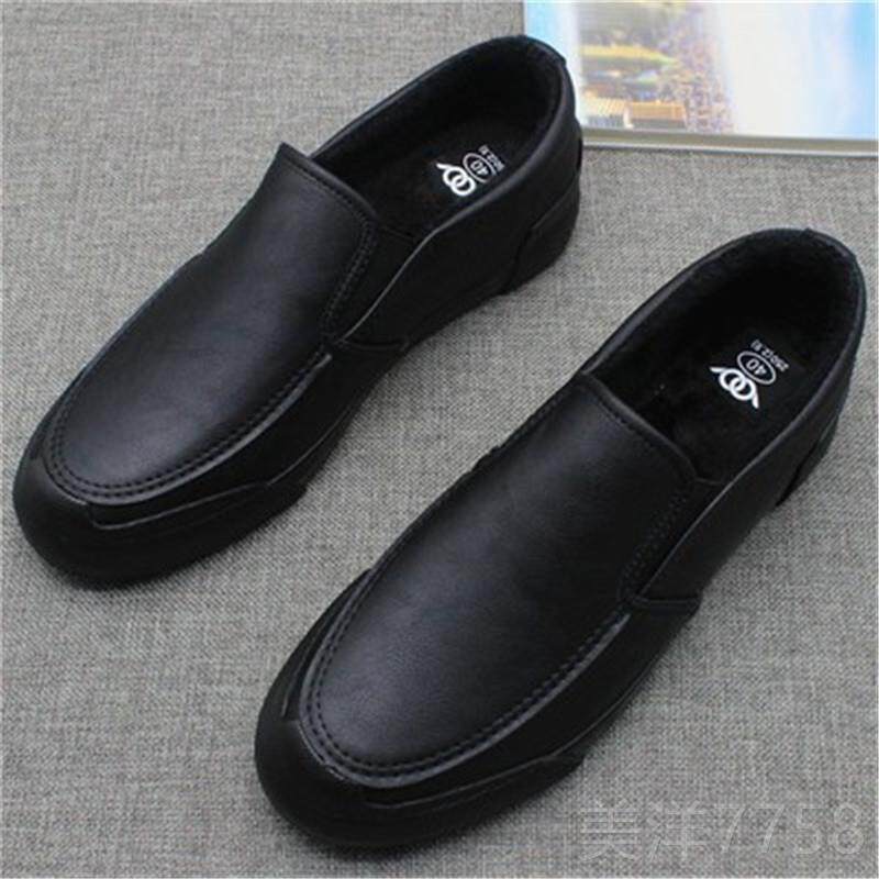 高档新低帮一脚蹬休闲男皮鞋秋季简约搭套脚作男鞋百黑色商务款工