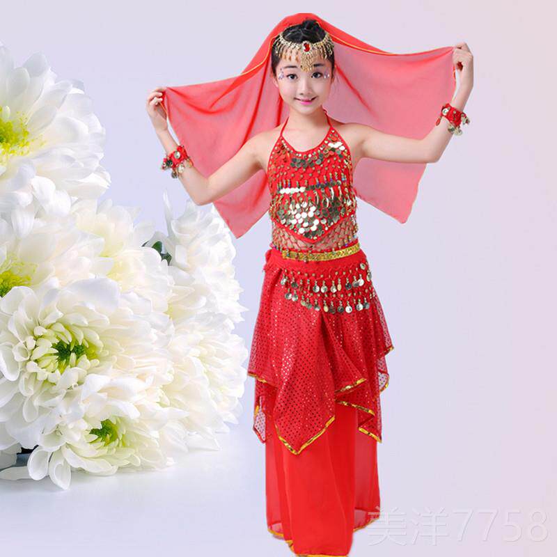 高档六一童印度舞服装女童主公裙小女孩新疆蹈民族舞服肚皮舞演儿