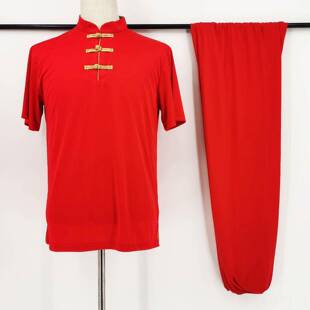 高档太男武术T恤武术服极奶丝武牛馆训练服装女同款红白黑三色太