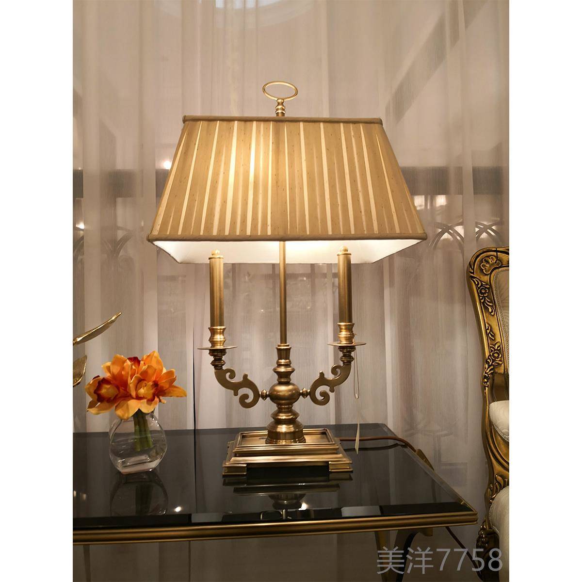 高档出美纯铜台口灯高档简美灯饰全铜台灯欧式古式典房简约别墅书