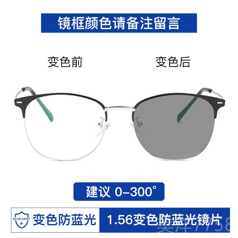 高档脑目防蓝光近视眼镜框男女平镜无度光数圆脸大框超轻防辐射电