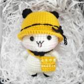高档毛 线玩偶熊猫一二布布情侣礼物纯线料匙手工编织钥挂饰钩针D