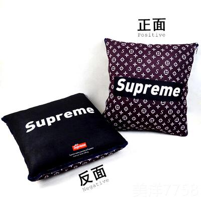 高档动潮牌抱枕被子车内办公室加用厚珊瑚绒午睡被子两卡通漫汽车