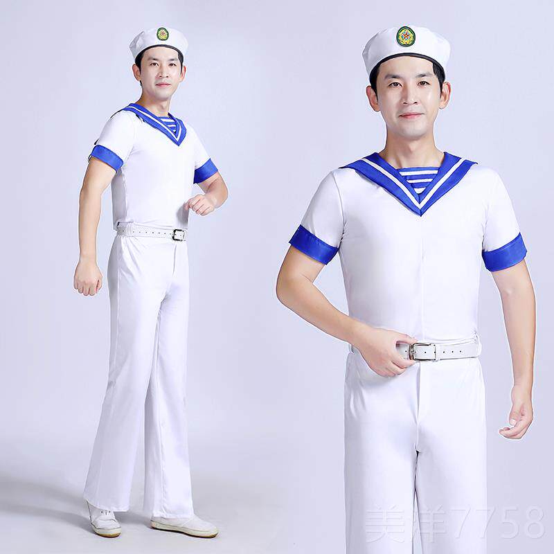 高档海军风演出服装水手服套装蹈袖女兵短舞唱表演服大合服成人白