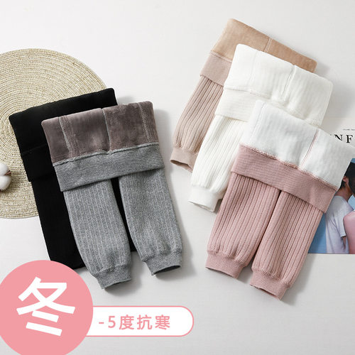 宝宝打底裤秋冬加绒婴儿保暖裤大屁股一岁男女童九分棉裤子冬装厚
