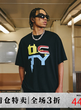 DICETINY 基础字母印花短袖T恤男女夏季美式高街潮牌重磅情侣半袖