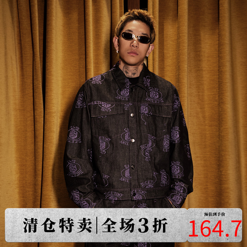 满版刺绣春季牛仔夹克