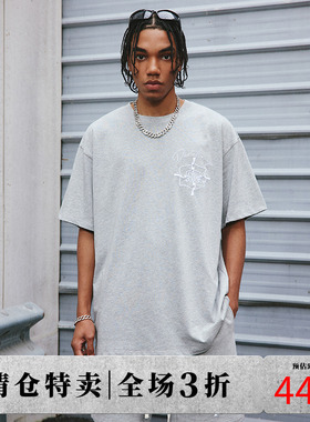 DICETINY 靶心logo毛巾绣花短袖T恤夏季嘻哈街头半袖男女情侣体恤