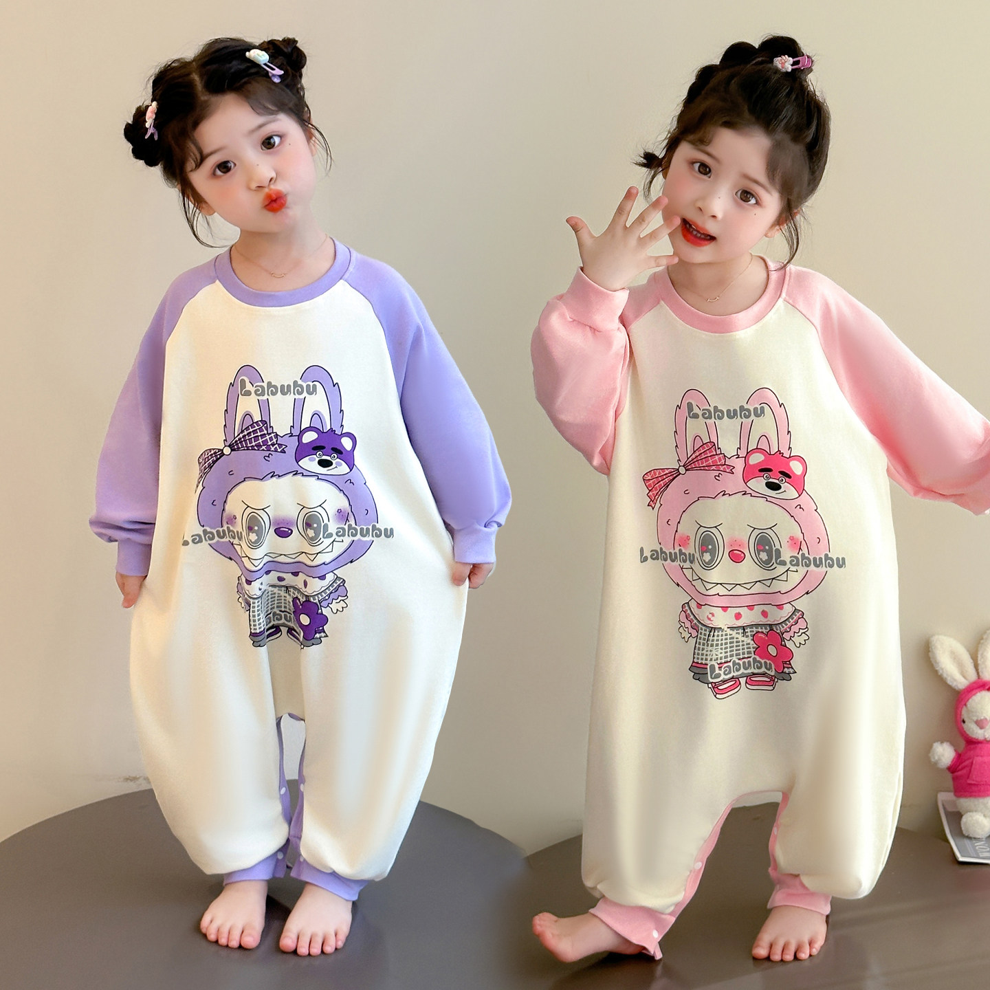 儿童家居服纯棉宝宝分腿防踢睡袋