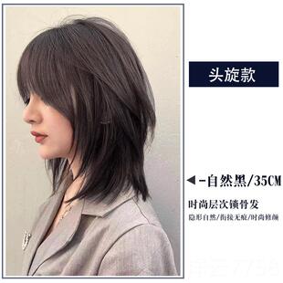 高档假发长发全头套真发全真人发锁发骨短女光头狼尾鲻鱼头型假发