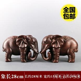 高档木雕象摆件一木质客家居厅玄关装饰品黑檀木头实对木雕刻工艺