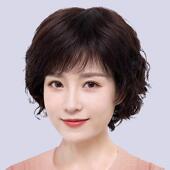 高档短中老年光假发女薄发真发夏季 透气中长烫卷发老人头全头套夏