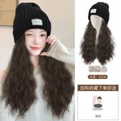 高档帽子假发一体秋冬女长发2203真新款 时子尚仿真发全人发针织帽