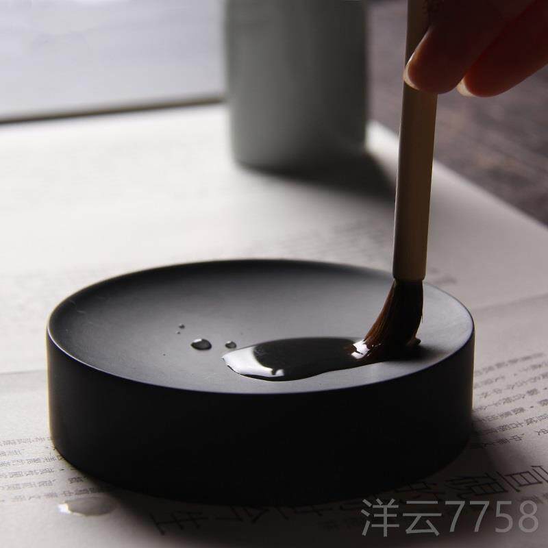 高档4寸5寸带盖天然石头安徽歙砚宣砚素墨海小砚心台学生便携磨研