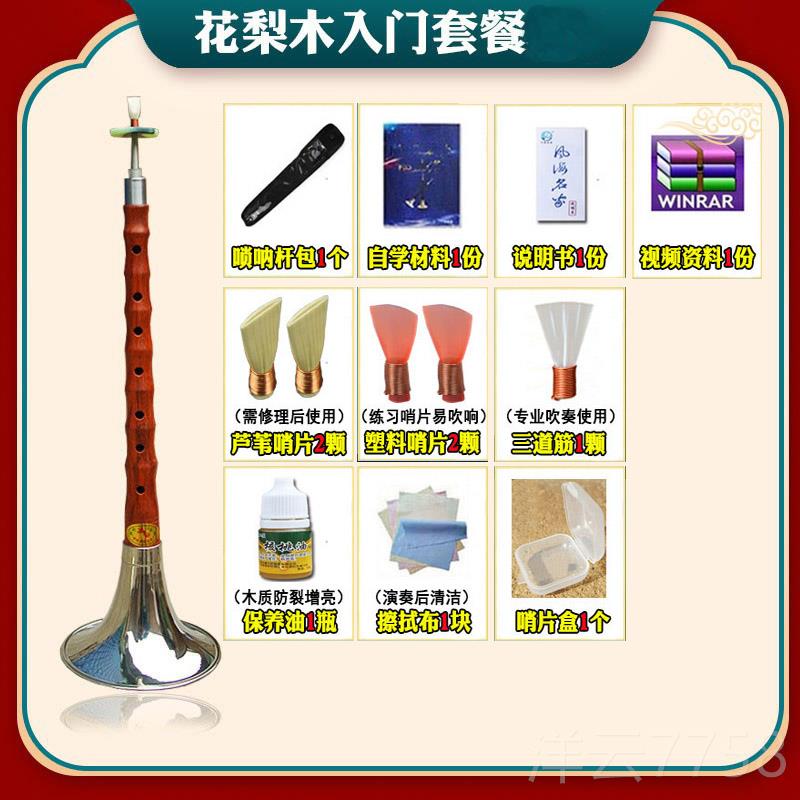 高档燕京唢呐乐器初学者全套人专业降B檀大黑乌木d调中成小号锁呐