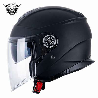 高档VCOROS摩托车冬季头盔男双镜片半盔4分之3盔巡航3C安全认证电