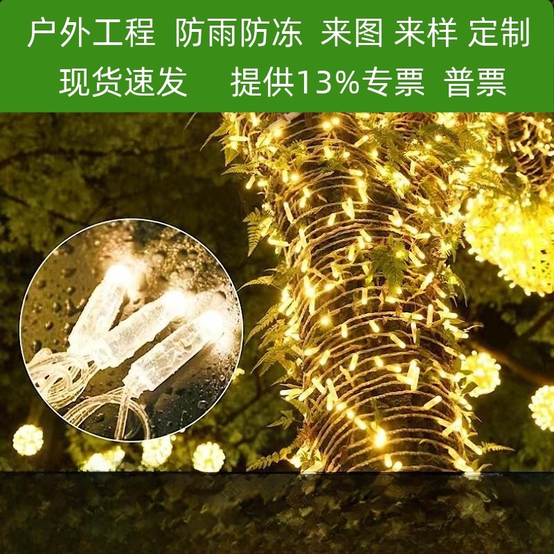 户外防水超亮加密加粗灌胶灯串彩灯闪灯街道树木绕树亮化装饰灯