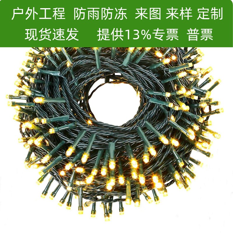 圣诞树灯led小彩灯闪灯串灯圣诞节装饰插电墨绿线户外防水灯串灯