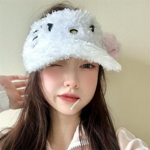 y2k风kt猫空顶帽防晒帽小红书同款夏季辣妹helloKitty可爱遮阳帽