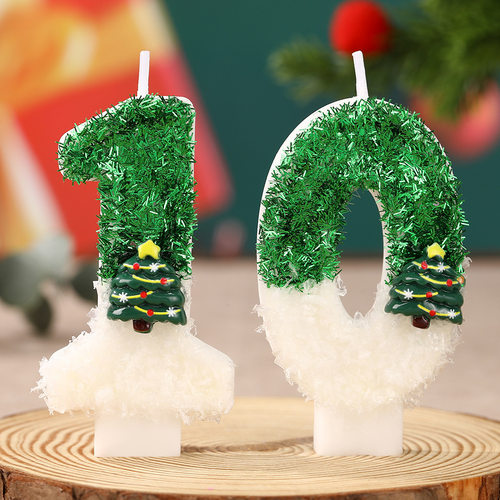 跨境圣诞主题数字蜡烛创意手工DIY圣诞树造型节日派对氛围感摆件