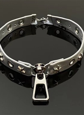 甜酷风银色拉链头亚文化choker项链锁骨链小众短款y2k朋克颈链潮