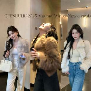 陈六六CHENLIULIU 霜色进口芬兰狐狸毛割毛皮草外套 年度必入