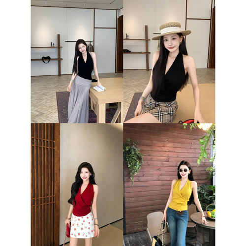 陈六六挂脖纯欲性感辣妹背心