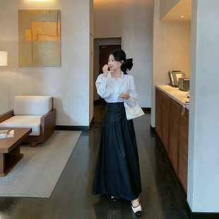 伞摆半身裙 气质名媛宫廷花边衬衫 陈六六CHENLIULIU 初秋氛围感