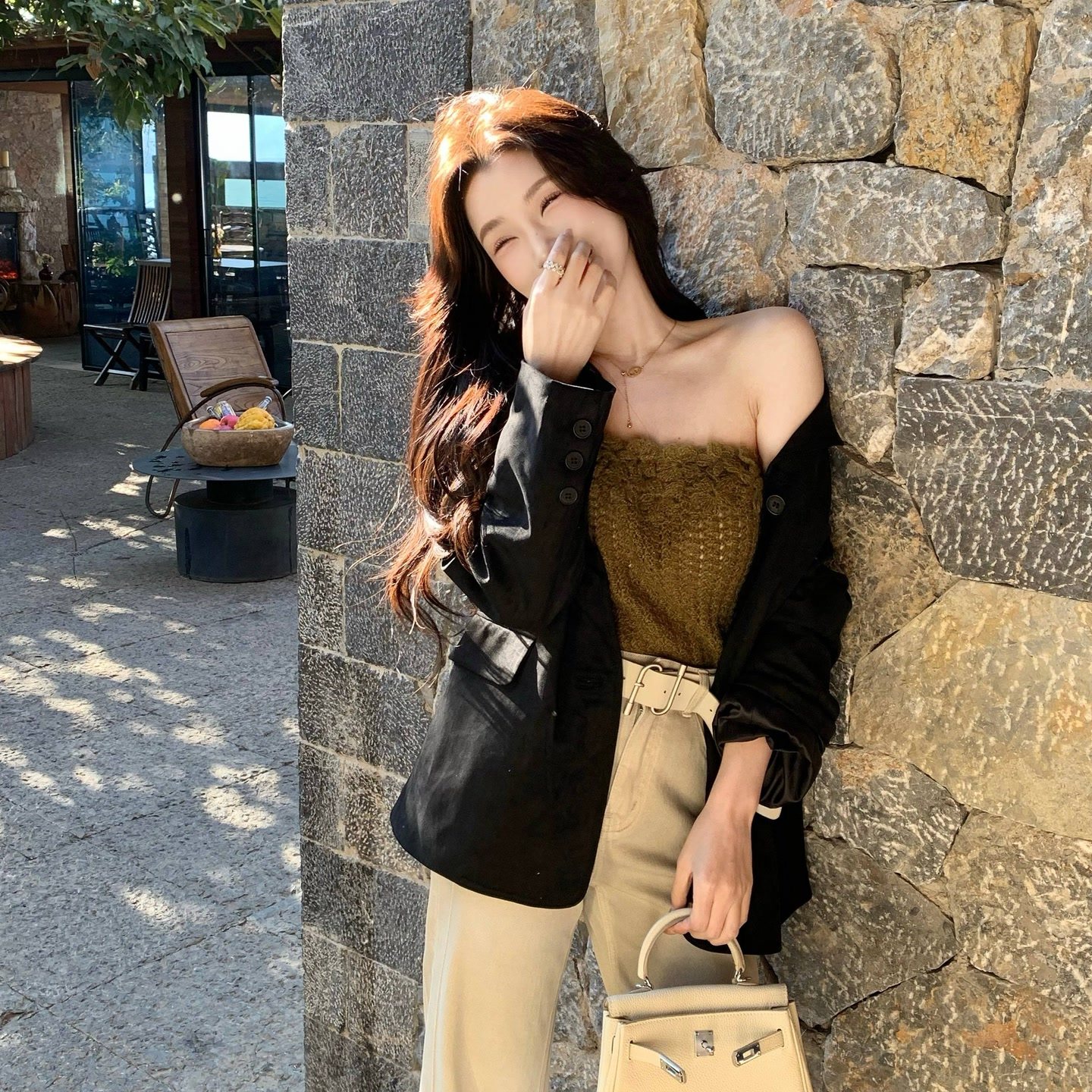 陈六六CHENLIULIU【巴黎橱窗】时髦欧美风复古立体花朵针织抹胸